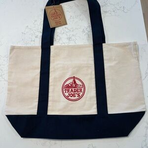 Trader Joe's Canvas Tote Bag - Cream and Black